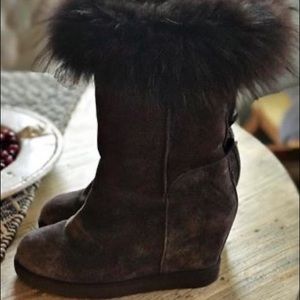Foxy Wedge Boot with Asiatic Raccoon Fur